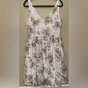 Anthropologie Maeve Ivory Peony Garden Fit and Flare Short Dress